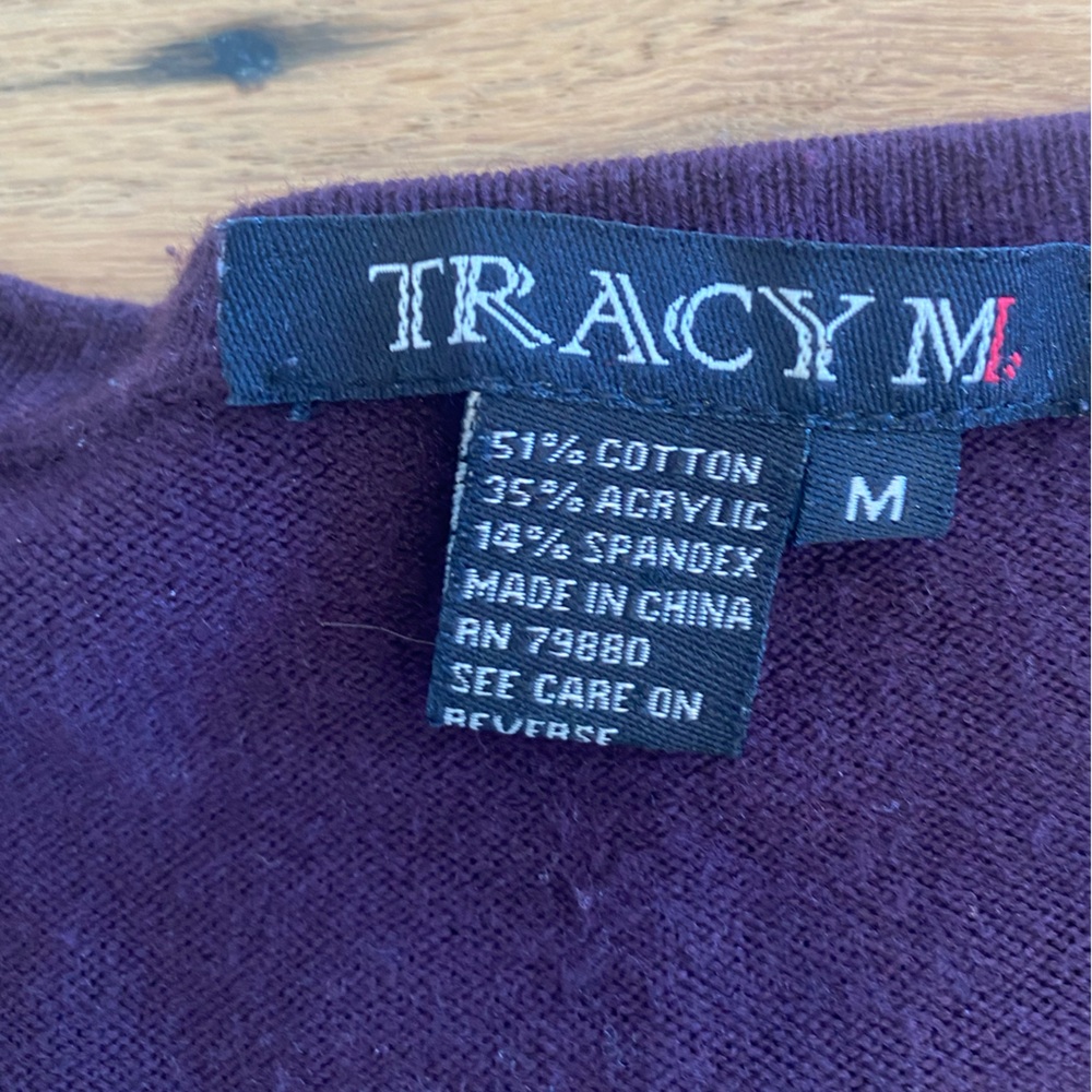 Tracy‎ M Deep Purple Ruffle Cardigan - Picture 2 of 9